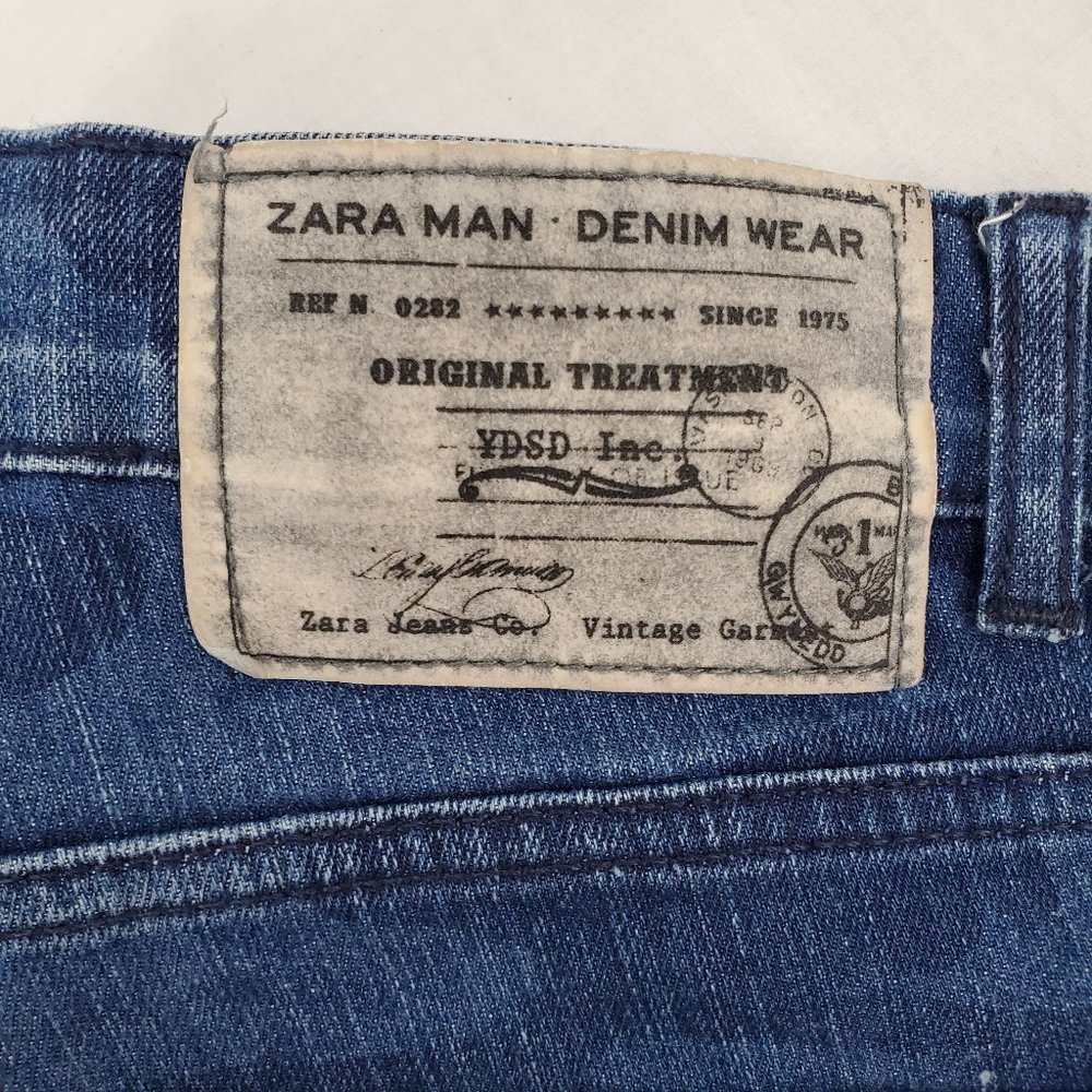 Zara Man Denim Wear Skinny Camo Jeans Blue Mens 32 - Picture 7 of 9